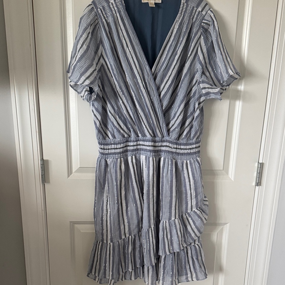 Michael Kors Blue/Grey ish and White Dress